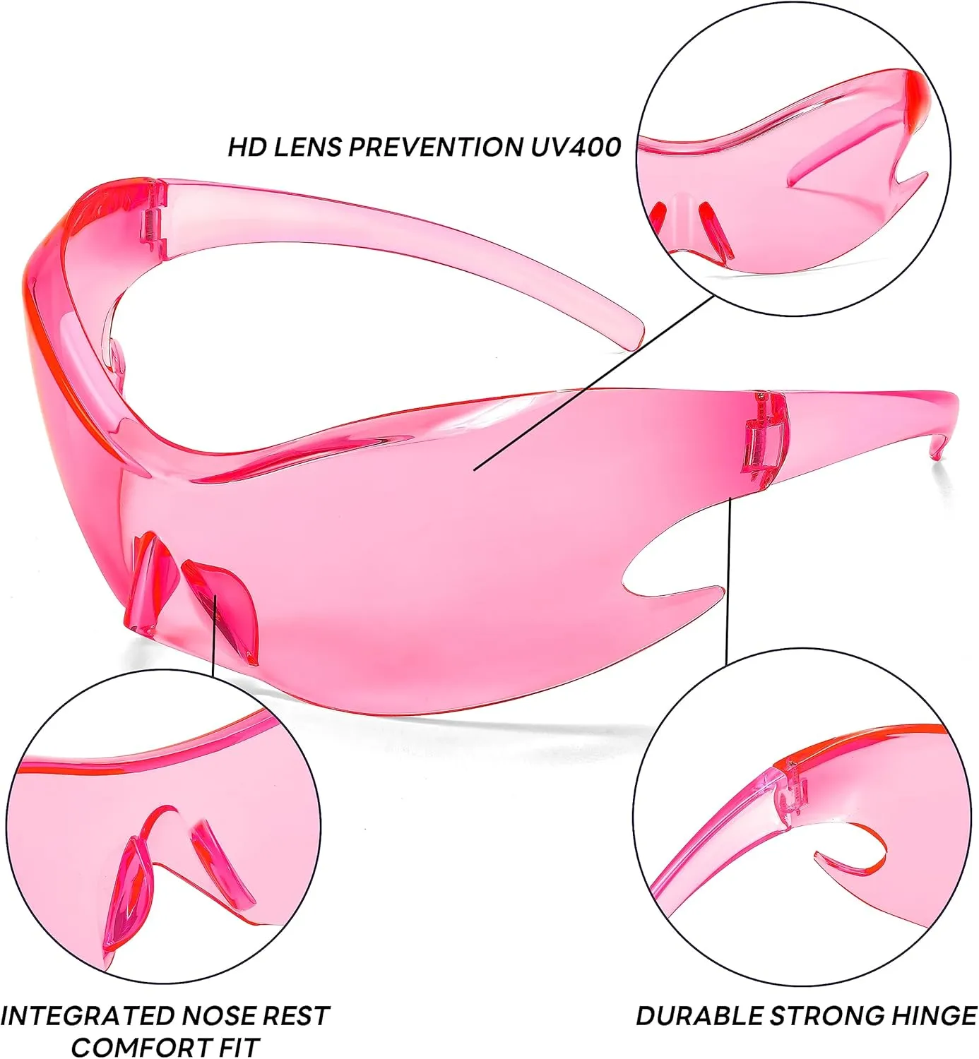 FEISEDY Futuristic Sunglasses, Fashion Alien Y2K Wrap Around for Women Men B4135
