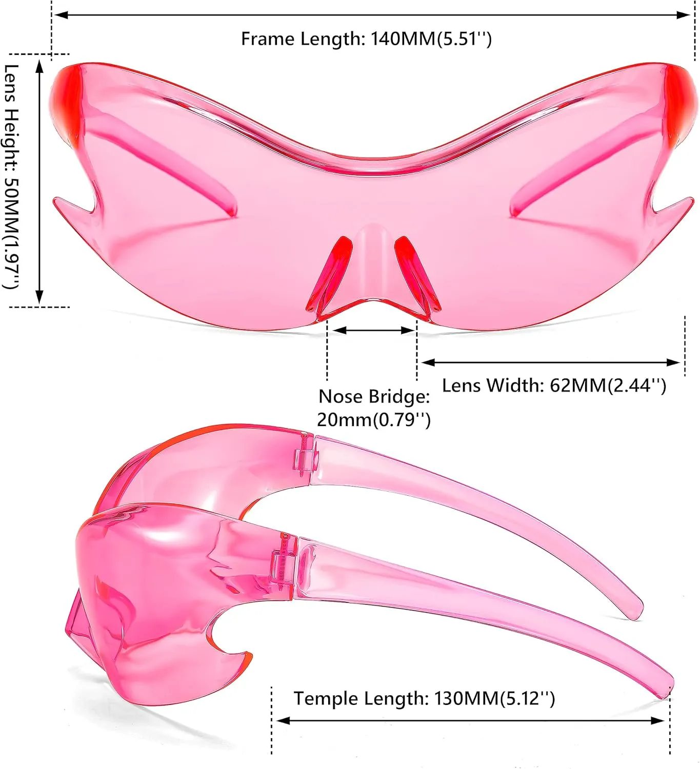 FEISEDY Futuristic Sunglasses, Fashion Alien Y2K Wrap Around for Women Men B4135
