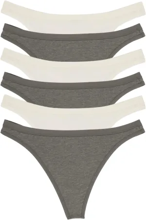 Felina Women's Organic Cotton Thong Underwear, 6-Pack