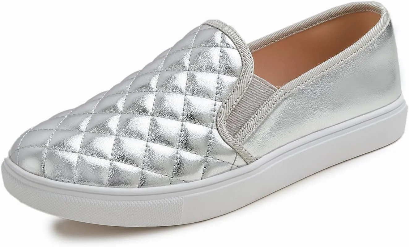 FEVERSOLE Women's Casual Slip On Sneaker Comfort Quilted Loafer Flats