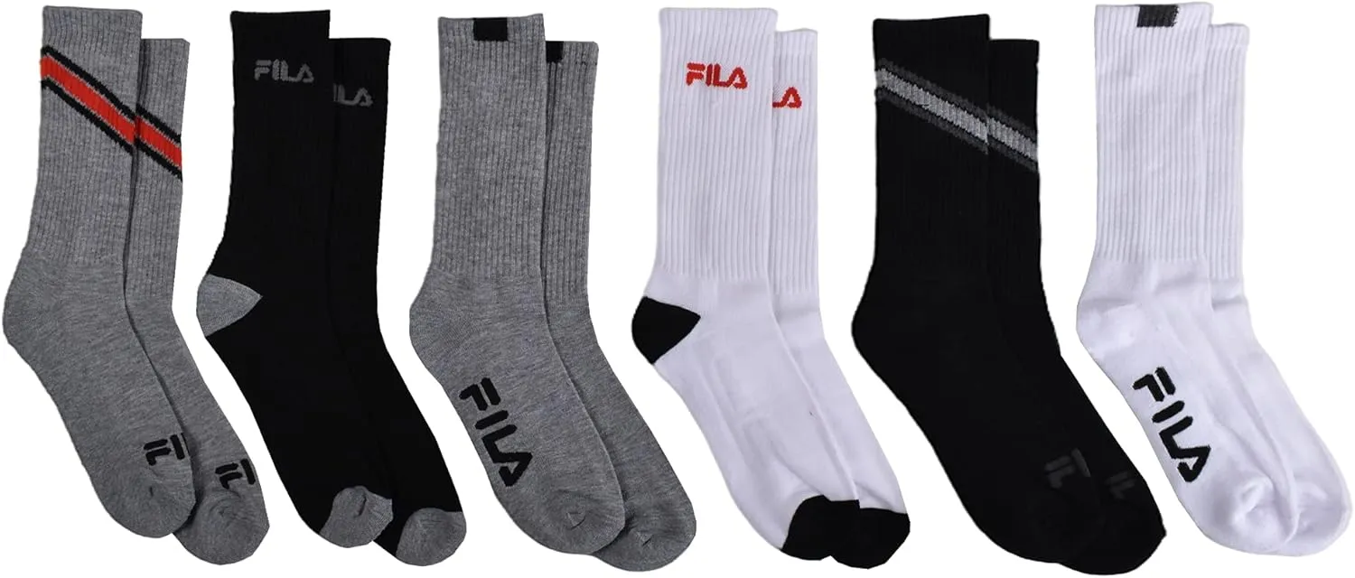 Fila Men's Striped Half Cushion Crew Socks