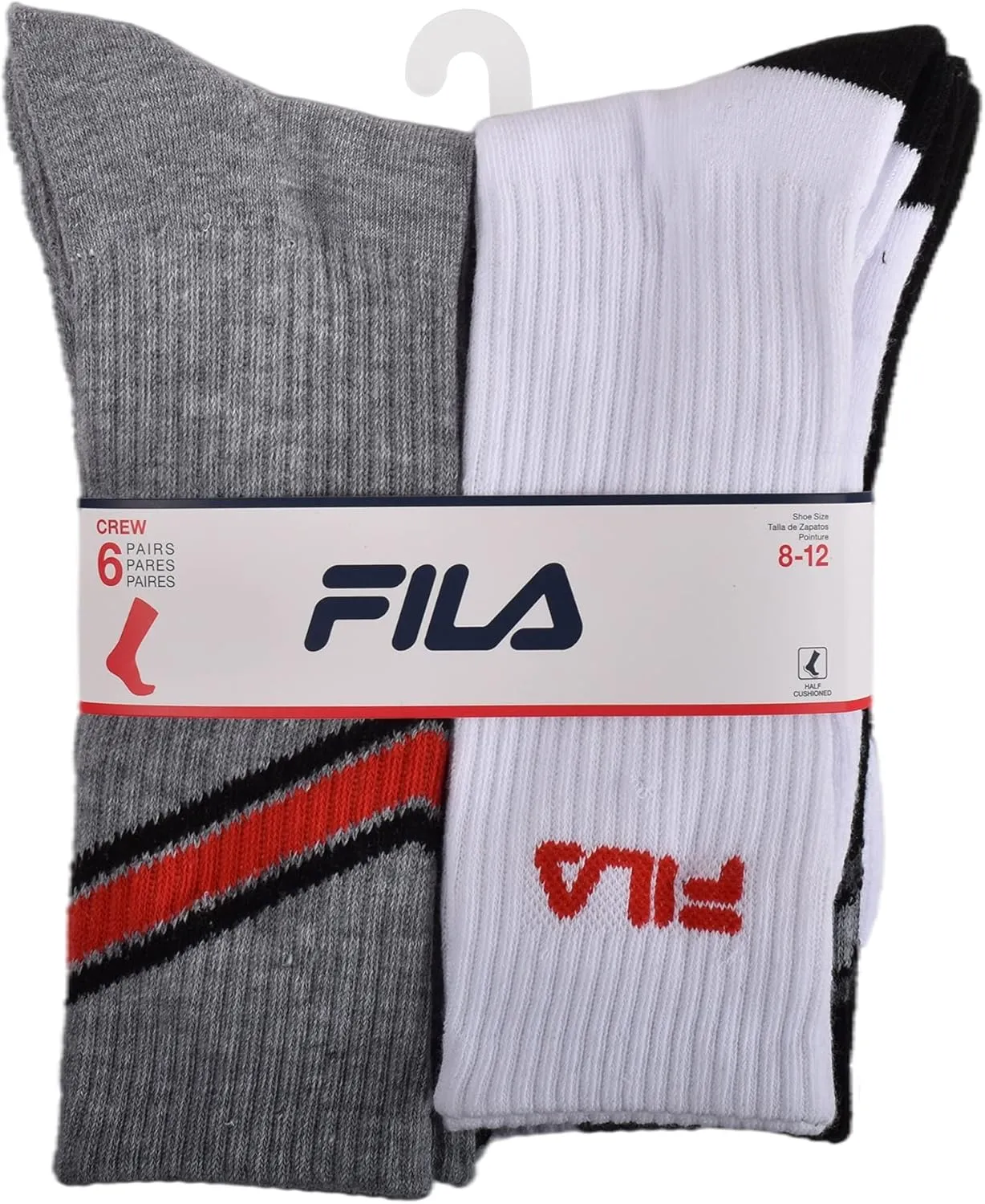 Fila Men's Striped Half Cushion Crew Socks