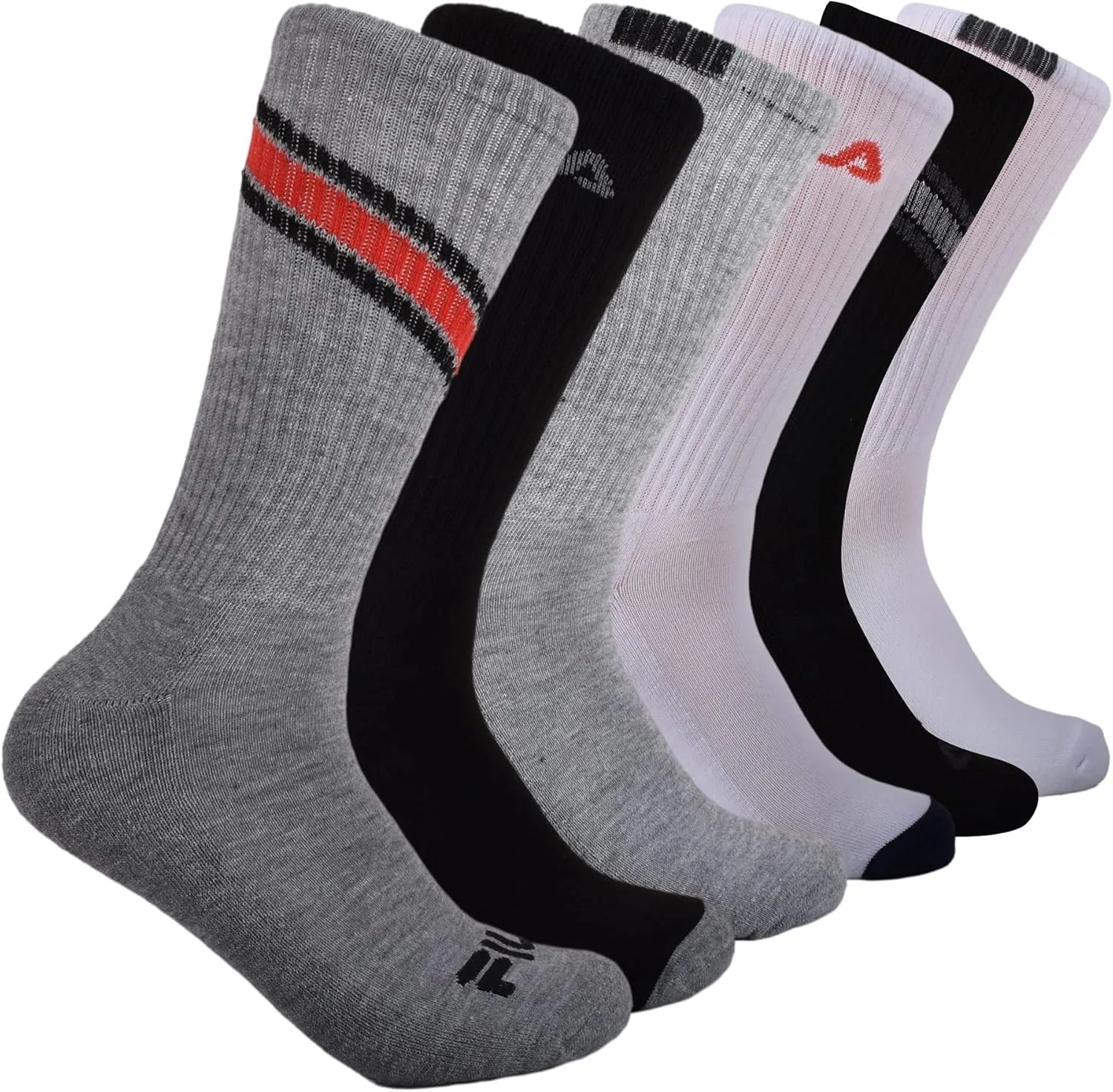 Fila Men's Striped Half Cushion Crew Socks