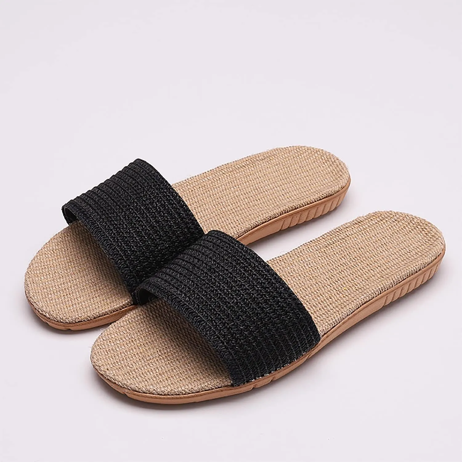 Flat bottom slippers Beach non-slip linen shoes Comfortable indoor shoes Open flip-flops