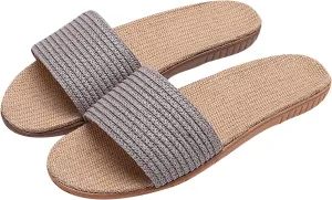Flat bottom slippers Beach non-slip linen shoes Comfortable indoor shoes Open flip-flops