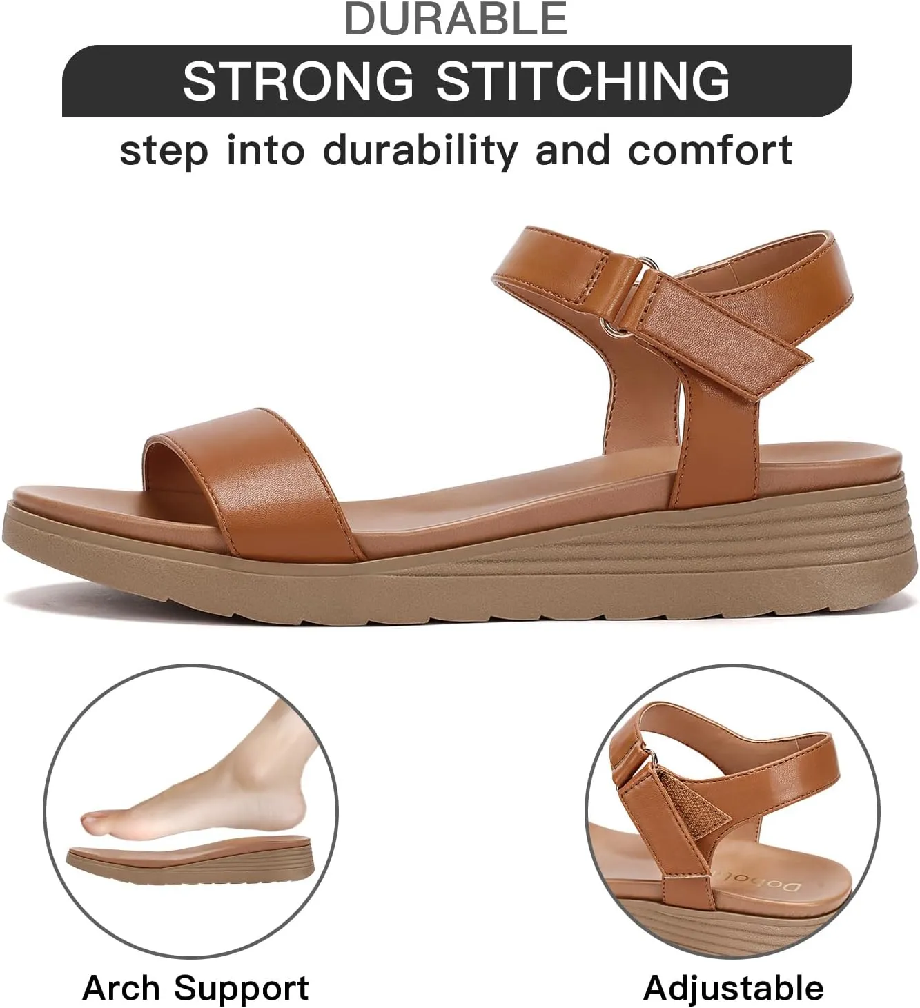 Flat Sandals for Women Comfortable Walking Summer Sandals with Arch Support