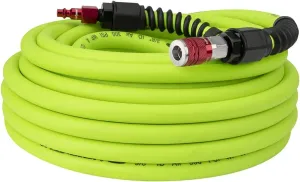 Flexzilla Pro Air Hose with ColorConnex Industrial Type D Coupler and Plug, 3/8 in. x 50 ft. - HFZP3850YW2-D