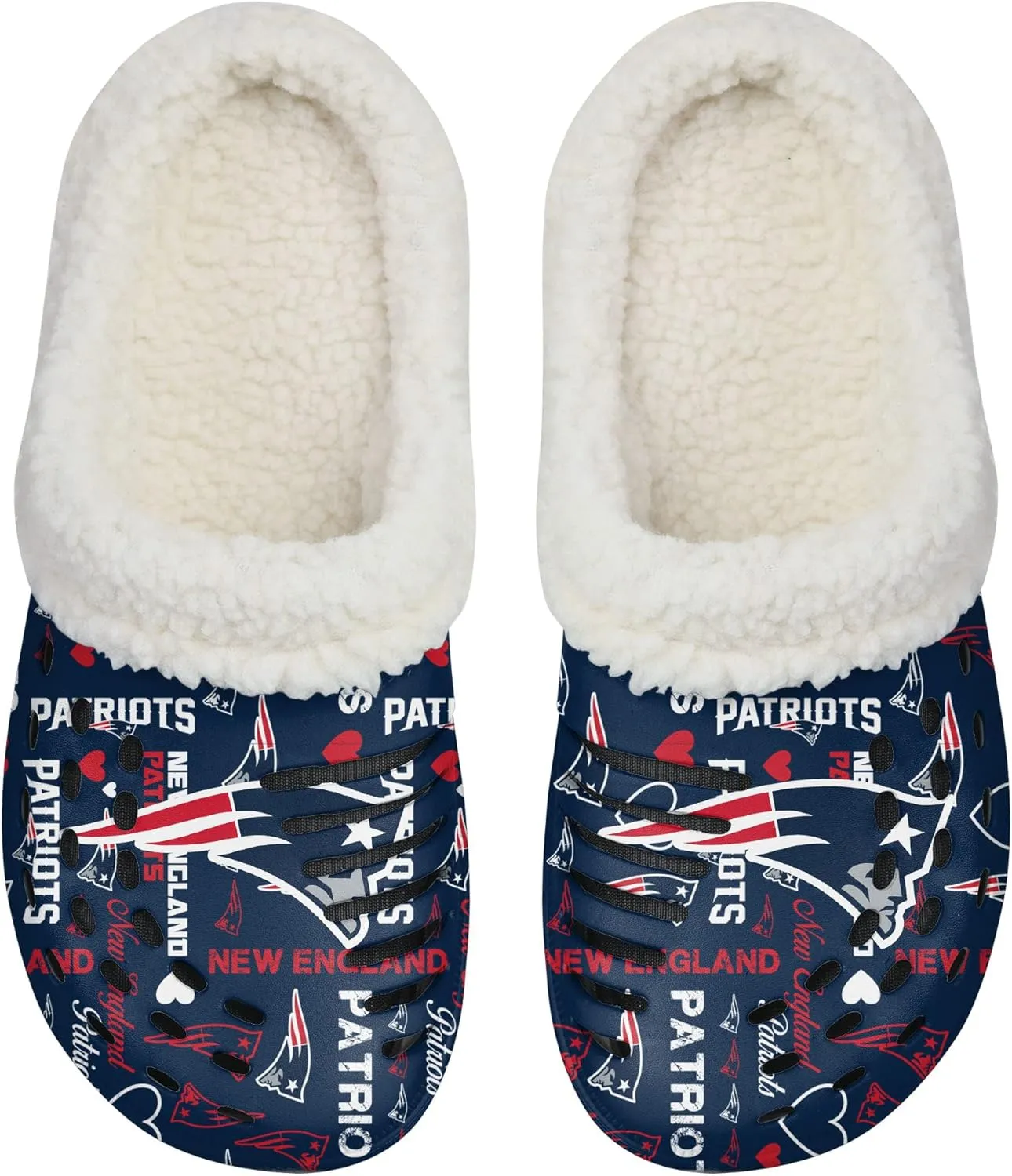 FOCO Women's NFL Team Logo Ladies Sherpa Lined Logo Love Shoe Clogs