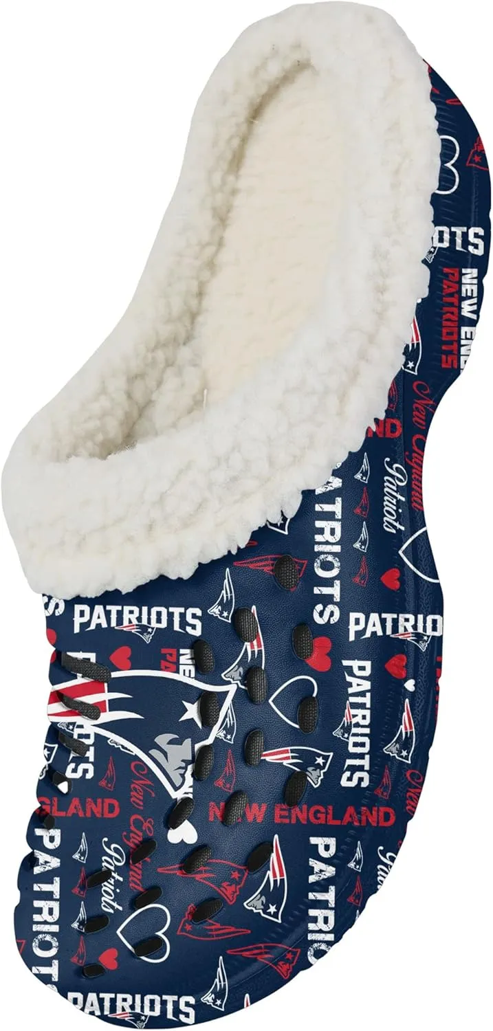 FOCO Women's NFL Team Logo Ladies Sherpa Lined Logo Love Shoe Clogs