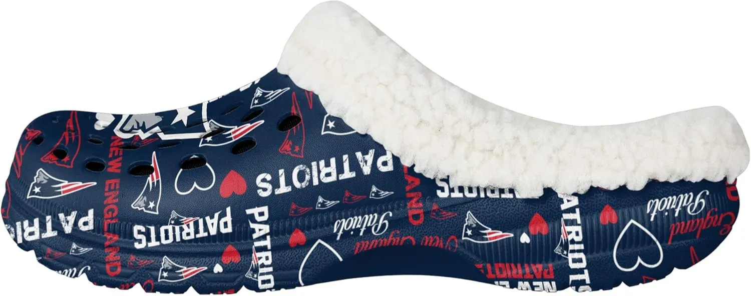 FOCO Women's NFL Team Logo Ladies Sherpa Lined Logo Love Shoe Clogs