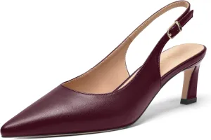 FOGEENA Womens Buckle Bridal Fashion Ankle Strap Solid Pointed Toe Matte Kitten Leather Low Heel Pumps Shoes 2 Inch