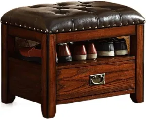Foot Stool/Sofa Stool/Shoe Changing Stoo Nordic-style Home Shoe Rack Bench Storage Shoe Stool Leather Cushion Stool Suitable for Living Room Porch Corner Corridor Footstool ( Color : B , Size : 60cm(2