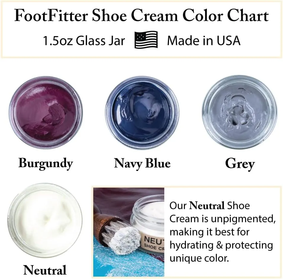 FootFitter Premium Shoe Cream Polish with Carnauba Wax, Restore & Shine Shoes or Boots – MADE IN USA (1.5 oz) Multiple Colors