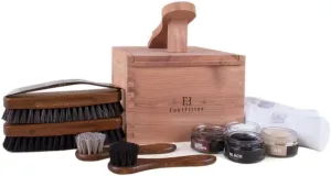 FootFitter Shoe Shine Set & Cedar Wood Box, Shoe Polish Cream & Shoe Care Tools for Leather Shoes