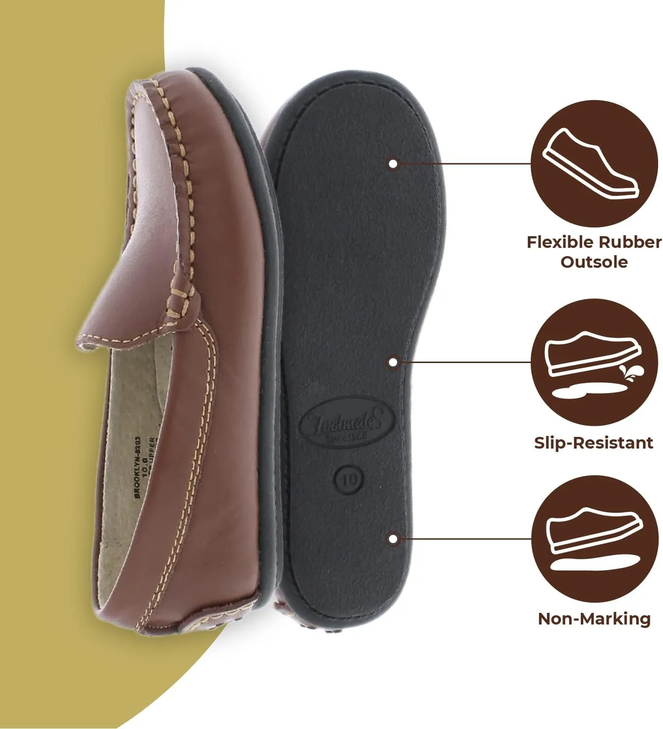 FOOTMATES Brooklyn Slip-On Penny Loafer Boys Shoes, Girls Shoes, with Wide Toe Box and Custom-Fit Insoles, Non-Marking Outsoles - for Toddlers, Little Kids, and Big Kids, Ages 1-12