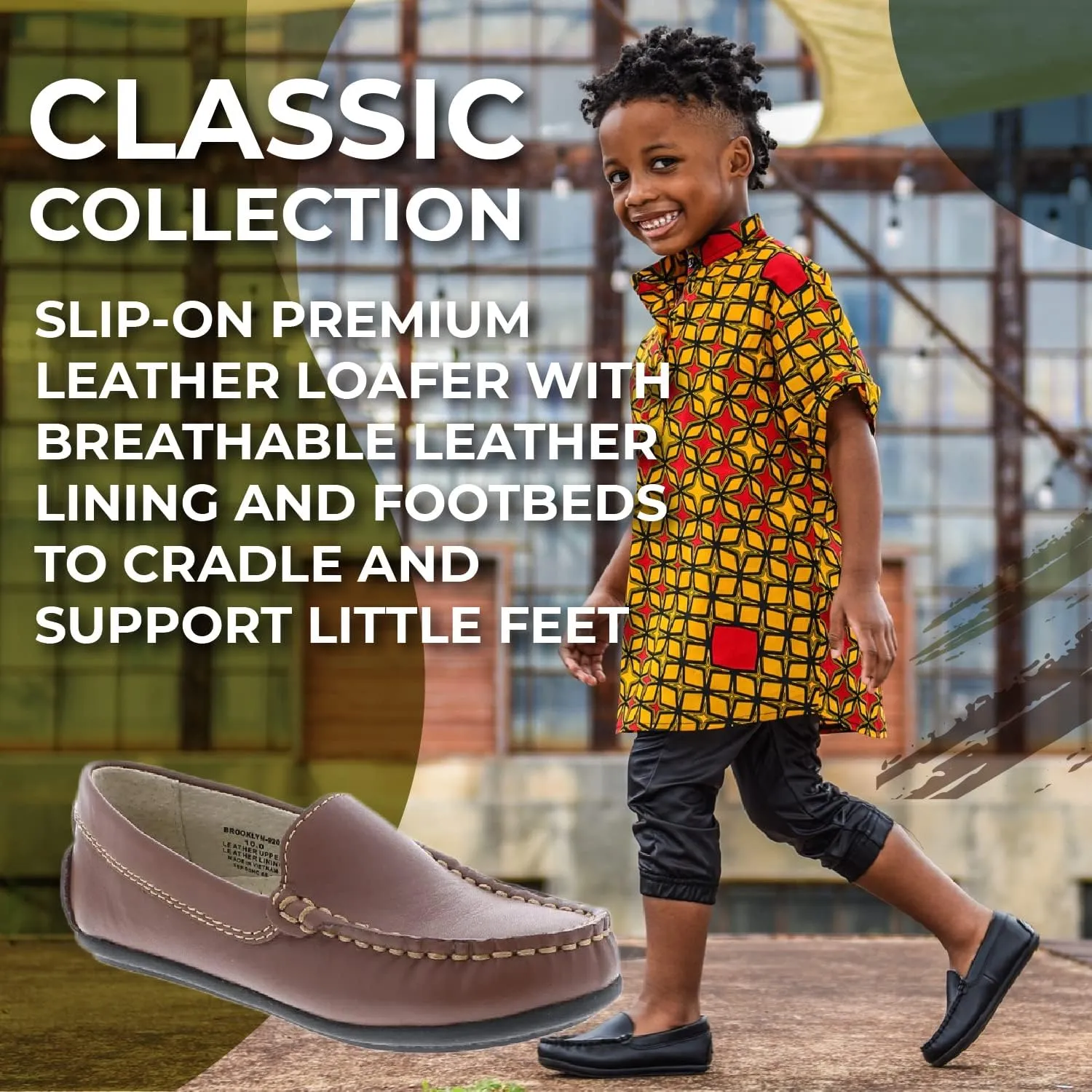 FOOTMATES Brooklyn Slip-On Penny Loafer Boys Shoes, Girls Shoes, with Wide Toe Box and Custom-Fit Insoles, Non-Marking Outsoles - for Toddlers, Little Kids, and Big Kids, Ages 1-12