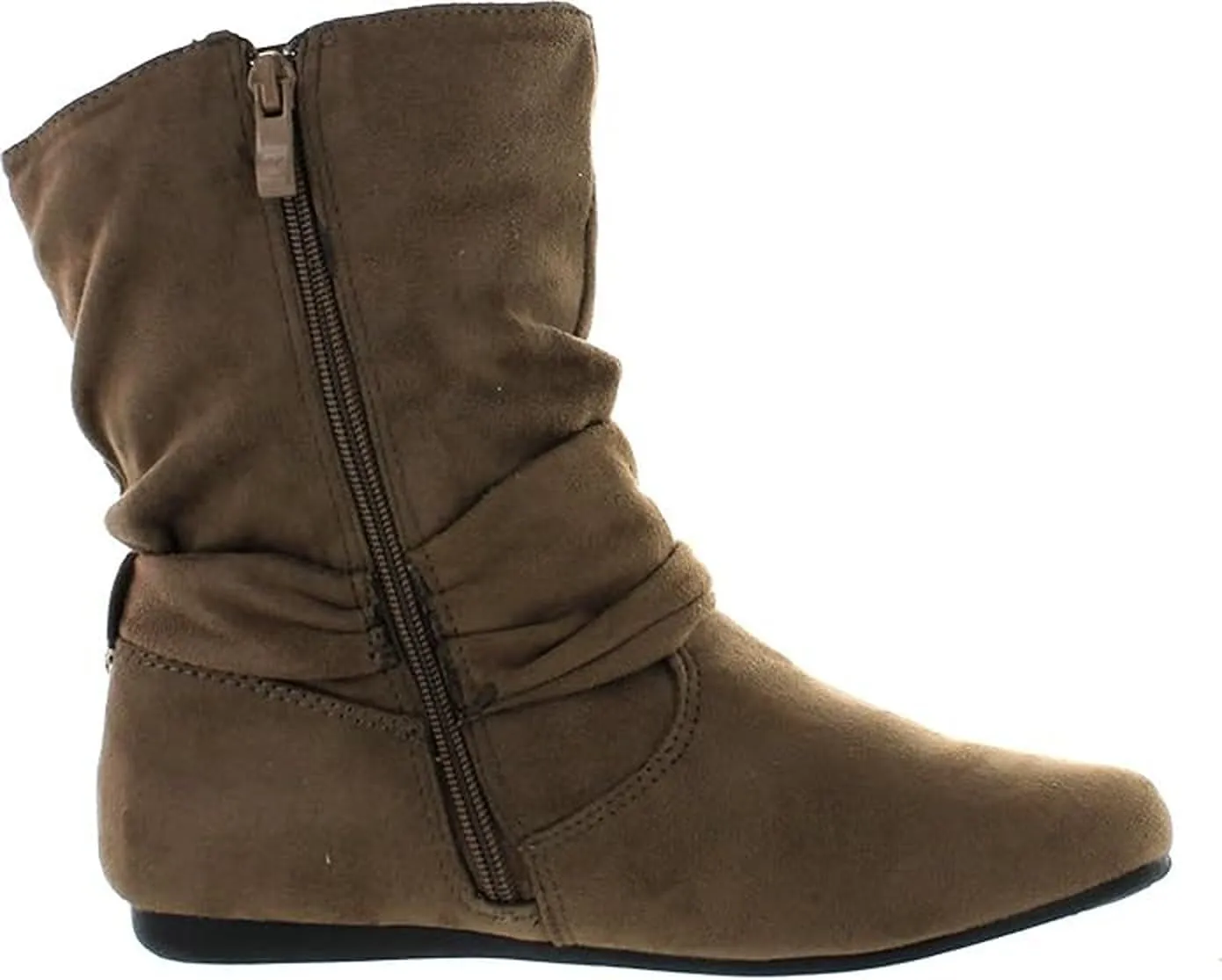 Forever Link Women's Fashion Mid Calf Flat Heel Side Zipper Slouch Boots Booties
