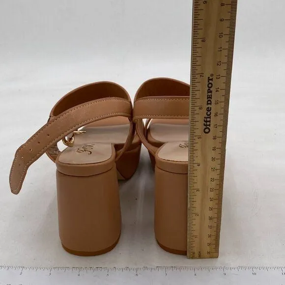 FOWT Light Brown Open Toe Platfrom Sandals Chunky Heel Slingbacks Buckle Shoes