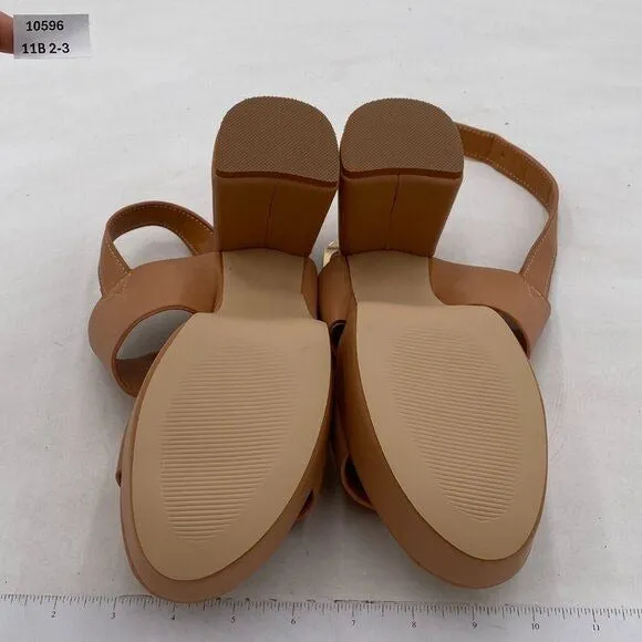 FOWT Light Brown Open Toe Platfrom Sandals Chunky Heel Slingbacks Buckle Shoes