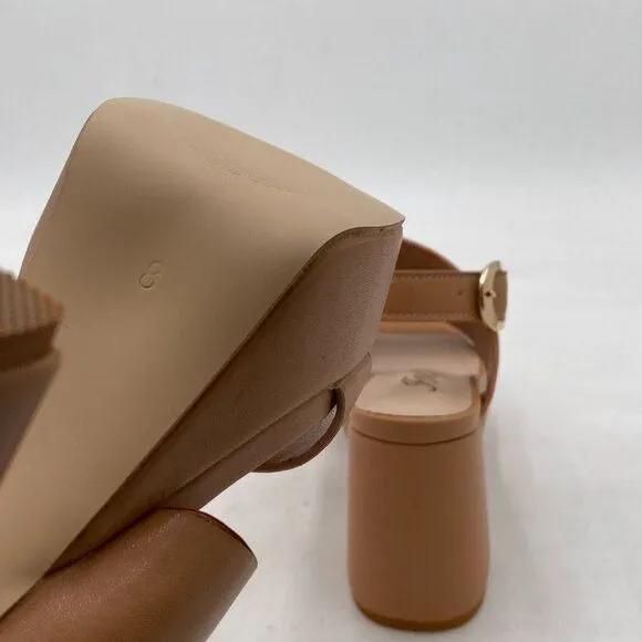 FOWT Light Brown Open Toe Platfrom Sandals Chunky Heel Slingbacks Buckle Shoes