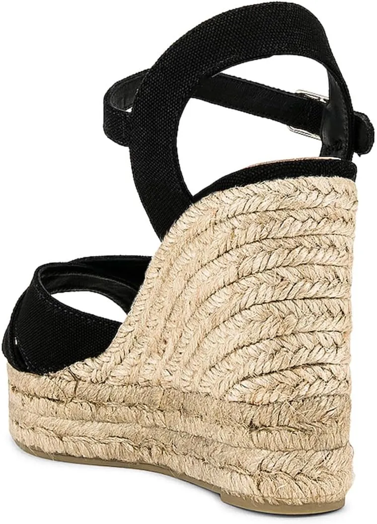 FOWT Women Classic Suede Platform Espadrille Sandals Open Toe Wedge High Heels Ankle Strap Buckle Summer Party Casual Shoes Size 4-16 US