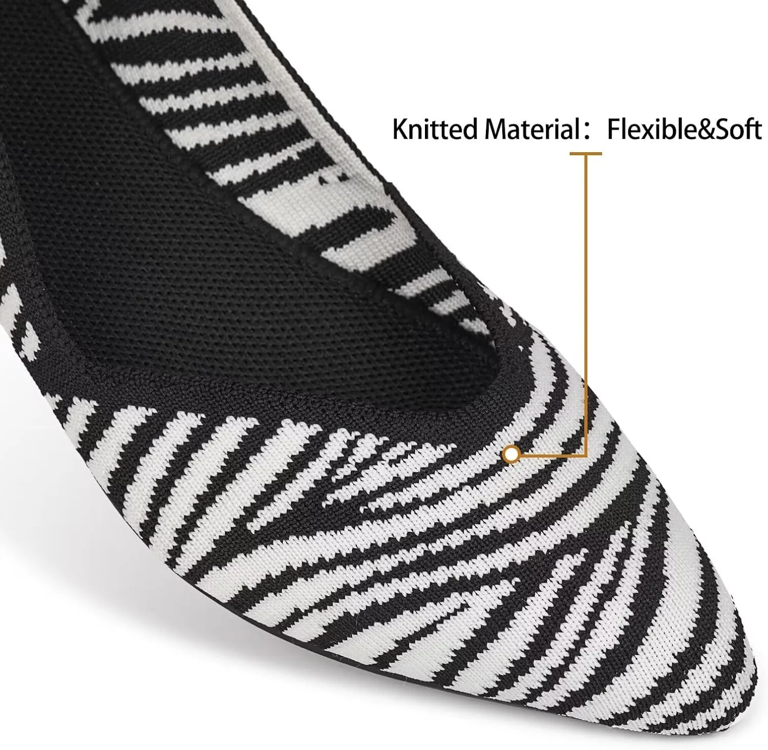Frank Mully Womens Flat Shoes Classic Pointed Toe Flats Knitted Dress Shoes Soft Flats for Woman Comfortable Dressy