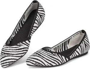 Frank Mully Womens Flat Shoes Classic Pointed Toe Flats Knitted Dress Shoes Soft Flats for Woman Comfortable Dressy