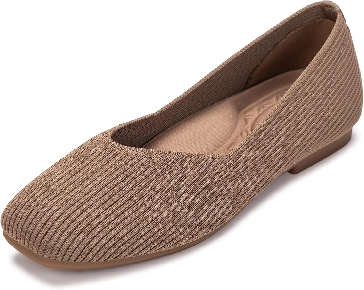Frank Mully Womens Wide Flat Shoes Square Toe Shoes Knitted Work Flats Comfortable Women Shoes Comfortable Women Shoes
