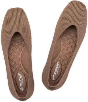 Frank Mully Womens Wide Flat Shoes Square Toe Shoes Knitted Work Flats Comfortable Women Shoes Comfortable Women Shoes