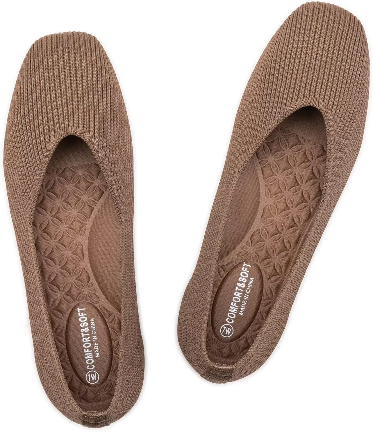 Frank Mully Womens Wide Flat Shoes Square Toe Shoes Knitted Work Flats Comfortable Women Shoes Comfortable Women Shoes