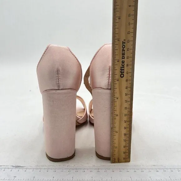 FSJ Light Pink Wedding T Strap Open Toe Rhinestones Crystal Studded Sandals