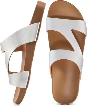FUDYNMALC Women Orthopedic Slides Sandals: Comfortable Arch Support Shoes Summer Dressy Flat Slip On Walking Slippers