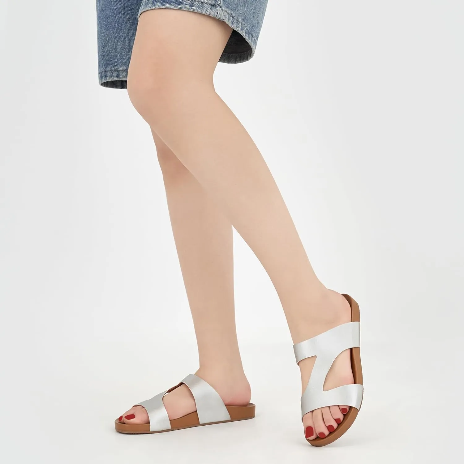 FUDYNMALC Women Orthopedic Slides Sandals: Comfortable Arch Support Shoes Summer Dressy Flat Slip On Walking Slippers