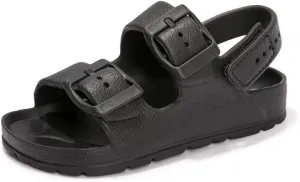 FUNKYMONKEY Unisex-Child Slides Double Buckle Adjustable EVA Flat Sandals for Boys Girls