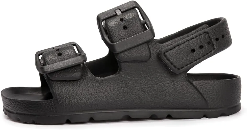FUNKYMONKEY Unisex-Child Slides Double Buckle Adjustable EVA Flat Sandals for Boys Girls