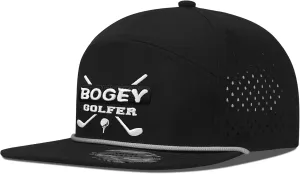 Funny Golf Hat for Men - Flat Bill Snapback Rope Hat, Black/White