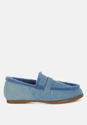 Fur Detail Denim Loafers By RUW