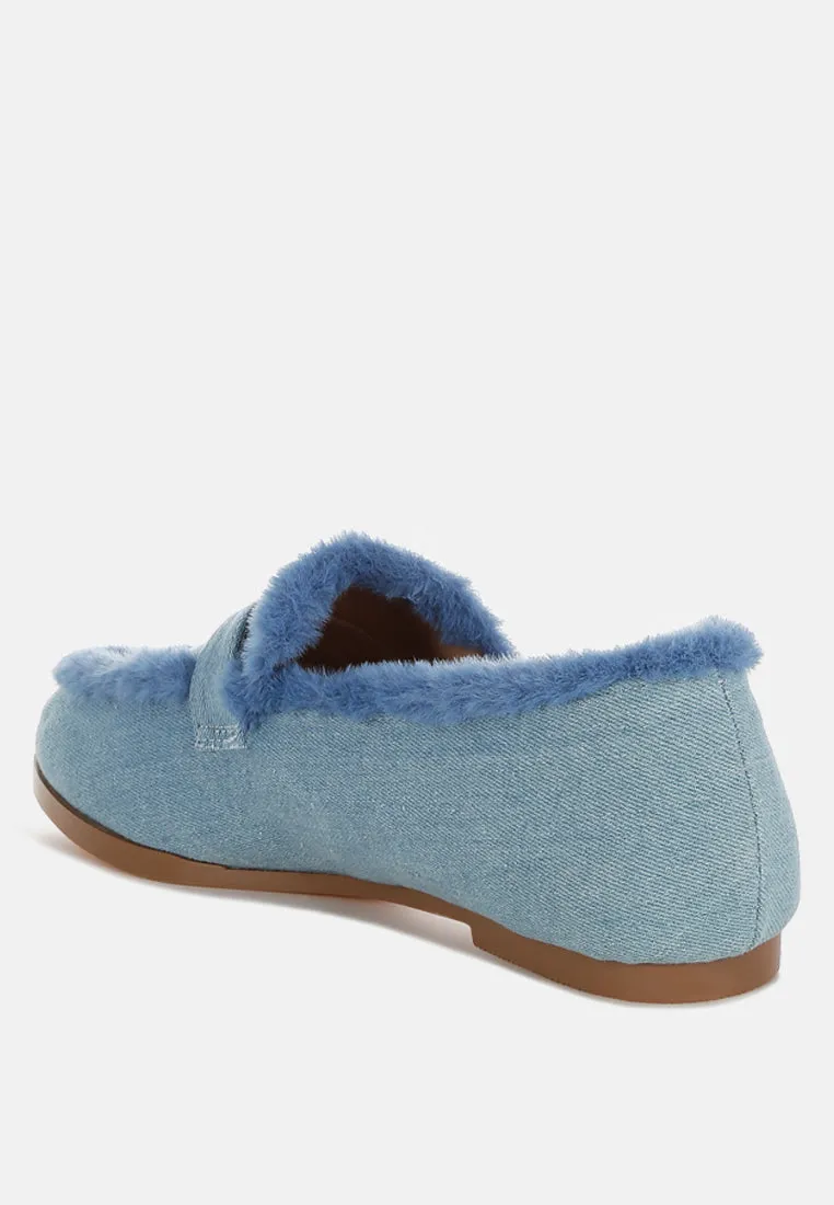 Fur Detail Denim Loafers By RUW