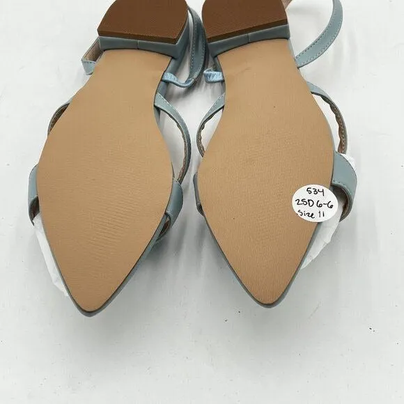 FYS Light Steel Blue Open Toe Flat Sandal Comfortable One Band Strappy Shoes