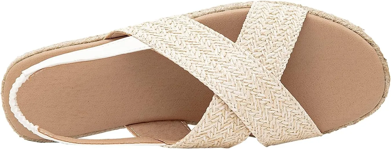 GATUXUS Women's Braided Flats Sandals Slingback Open Toe Platform Espadrille Sandals Beach Outdoor Shoes Summer
