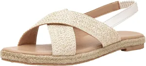 GATUXUS Women's Braided Flats Sandals Slingback Open Toe Platform Espadrille Sandals Beach Outdoor Shoes Summer