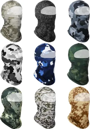 Geyoga 9 Pcs Summer Balaclava UV Sun Protection Full Face Covering Ice Silk Mask Cover Head Sports Face Covering