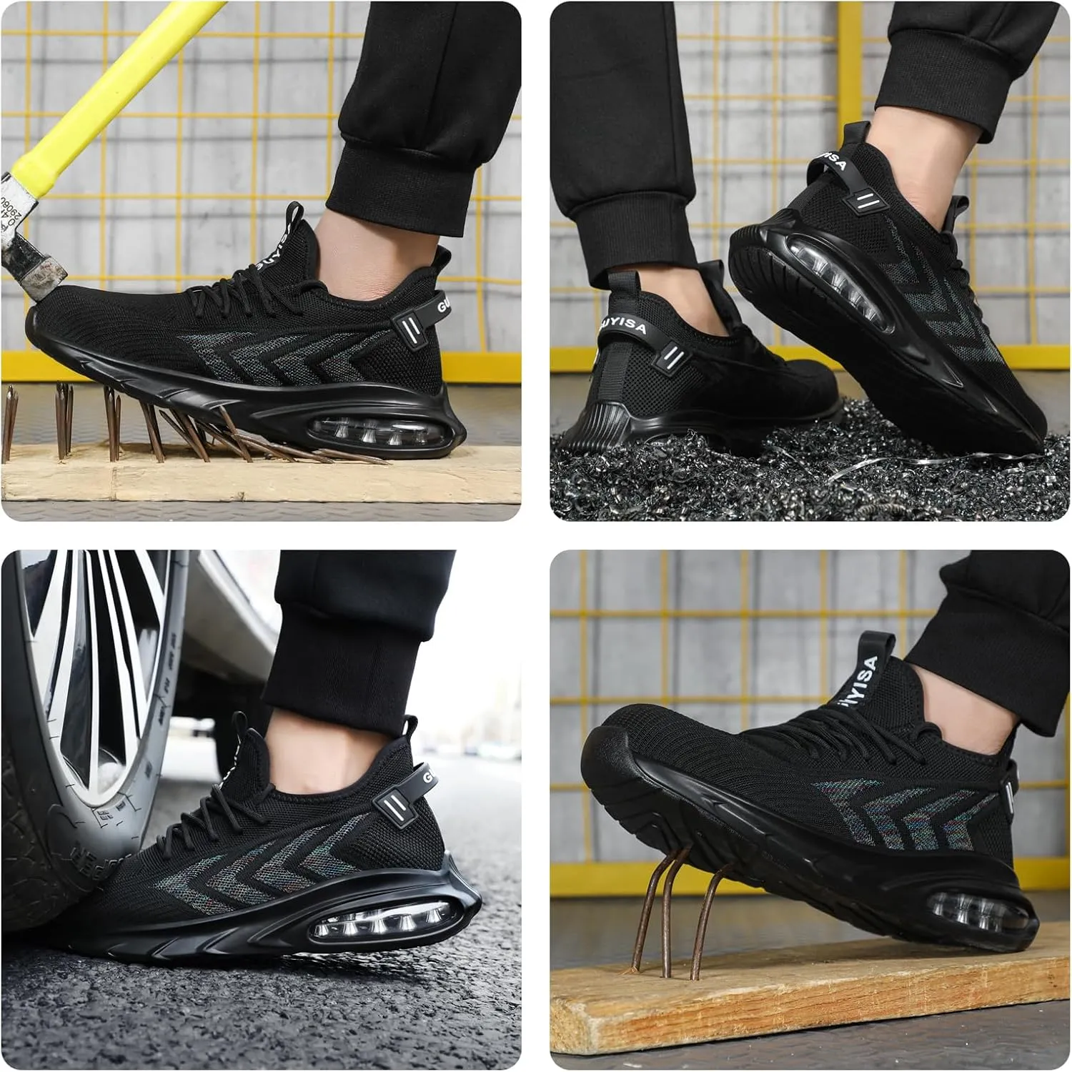 GLANOUDUN Steel Toe Shoes for Men Black Work Shoes Lightweight Safety Shoe for Men Indestructible Steel Toe Sneakers Industrial Construction Shoe Men's Work & Safety Footwear