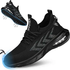 GLANOUDUN Steel Toe Shoes for Men Black Work Shoes Lightweight Safety Shoe for Men Indestructible Steel Toe Sneakers Industrial Construction Shoe Men's Work & Safety Footwear