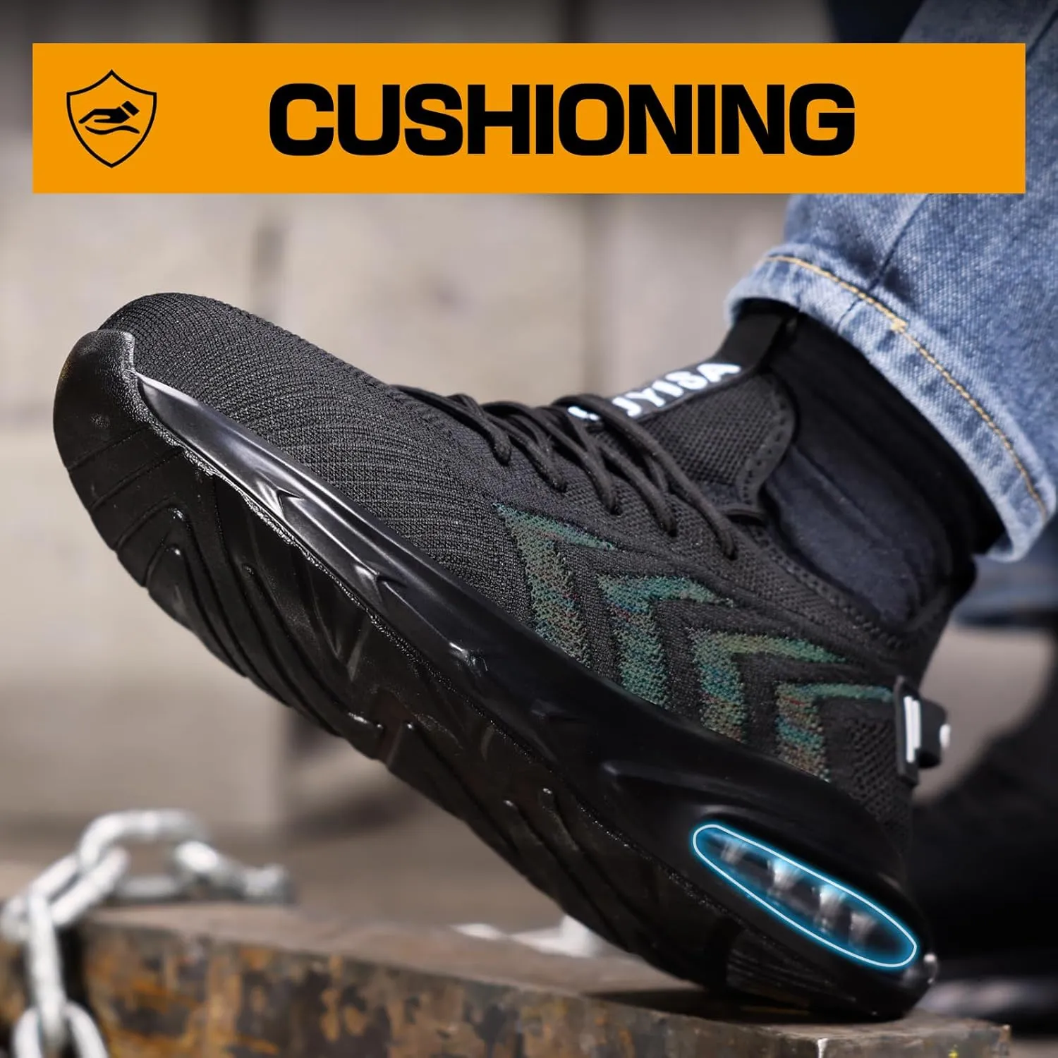 GLANOUDUN Steel Toe Shoes for Men Black Work Shoes Lightweight Safety Shoe for Men Indestructible Steel Toe Sneakers Industrial Construction Shoe Men's Work & Safety Footwear