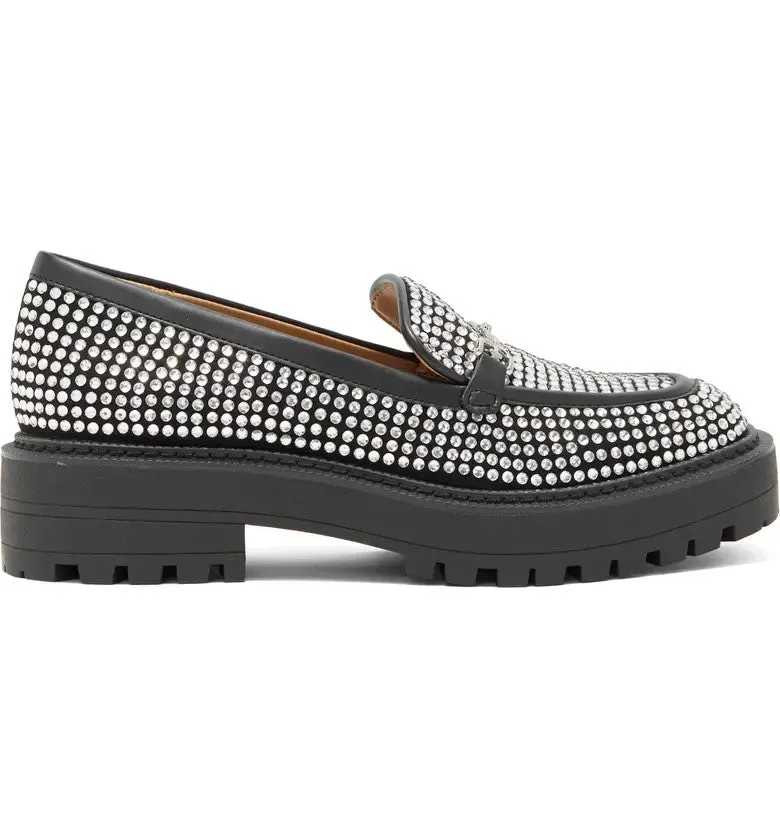 Glitz Black Mystery sale Platform On Fashion Slip Edelman Loafer Shoes Popular product Laurs Rounded Toe Sam