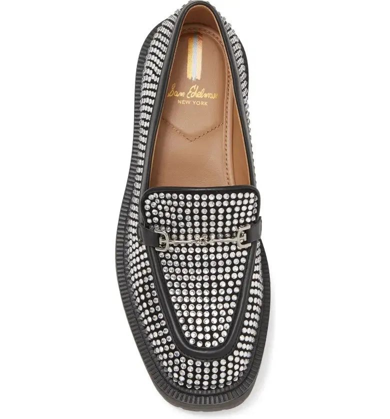 Glitz Black Mystery sale Platform On Fashion Slip Edelman Loafer Shoes Popular product Laurs Rounded Toe Sam