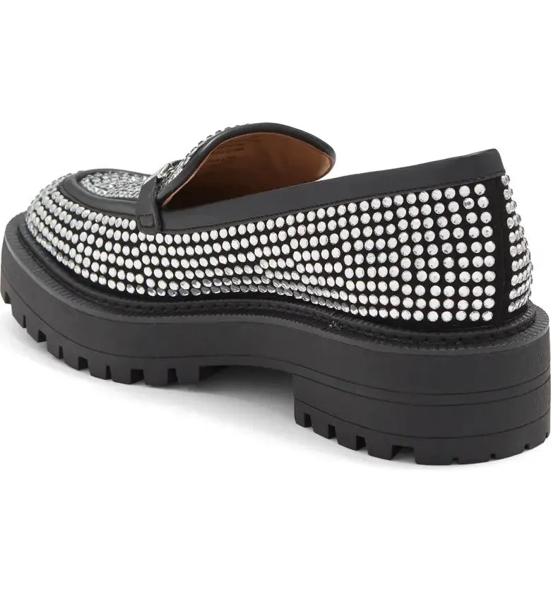 Glitz Black Mystery sale Platform On Fashion Slip Edelman Loafer Shoes Popular product Laurs Rounded Toe Sam