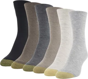 GOLDTOE Women's Ultra Soft Mid Crew Socks, 6-Pairs, Light Grey Assorted, Medium