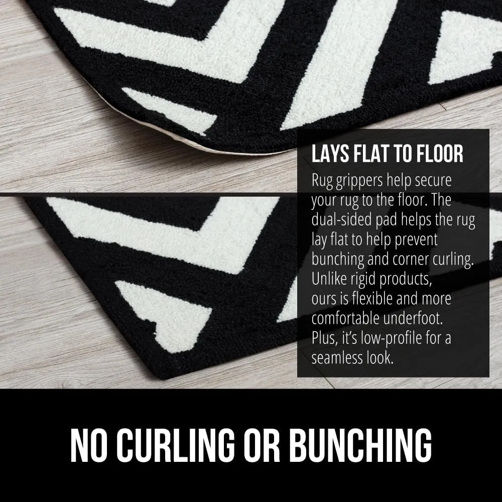 GORILLA GRIP Patent Pending 12 Pack Rug Gripper Pads, Keep Area Rugs Corners from Curling and Bunching, Reusable Dual-Sided Flexible Sticky Pad, Grips Floor, Holds Carpet in Place on Hardwood Floors